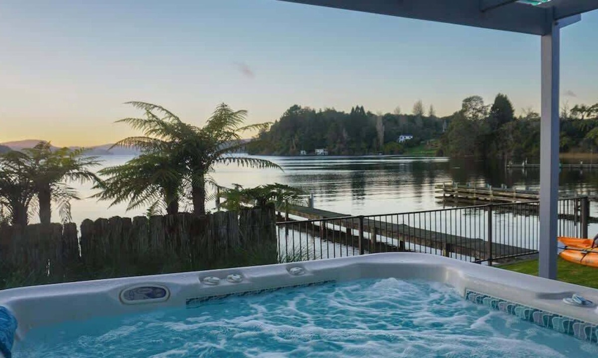 Okere Falls House | Lakefront Oasis - Jetty, Hot Tub & Kayaks