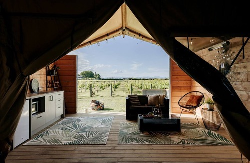 Clive RV Rental | Beautiful Safari Tent on a Gorgeous Vineyard near Hastings, North Island