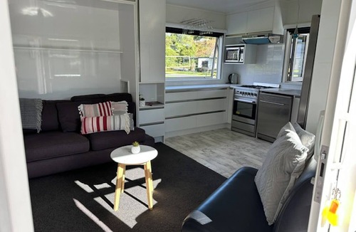 Okere Falls RV Rental | Premium Lakeview Cabin with Stunning Lake Views at Lake Rotoiti