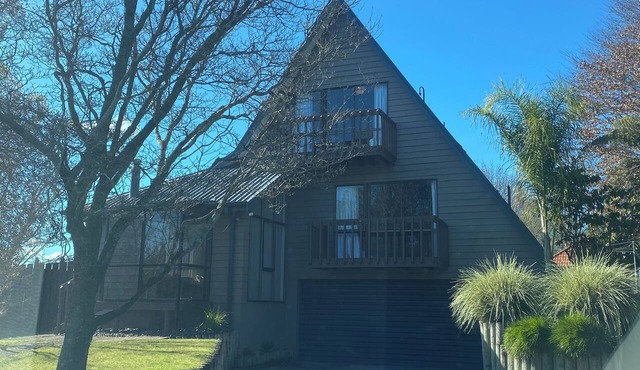 A-frame with pool in Cambridge