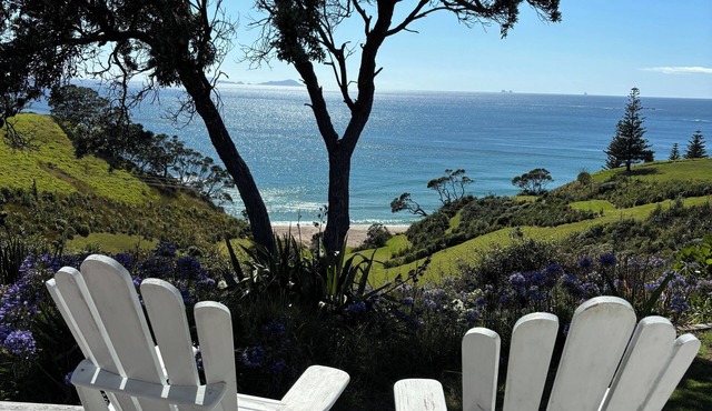 Gorgeous Whananaki bach with stunning sea views - walk to the beach & estuary.