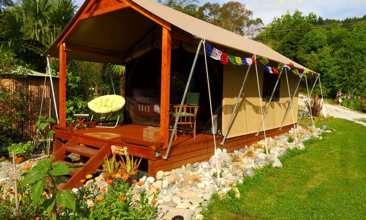 Pohara RV Rental | Glamping Tent on Permaculture Farm near Pohara Beach in Golden Bay, South Island