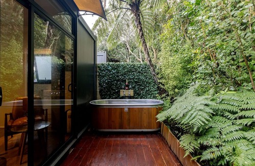 Khandallah Cabin | Luxury Studio Pod with Private Cedar Hot Tub & Deck in Wellington, New Zealand