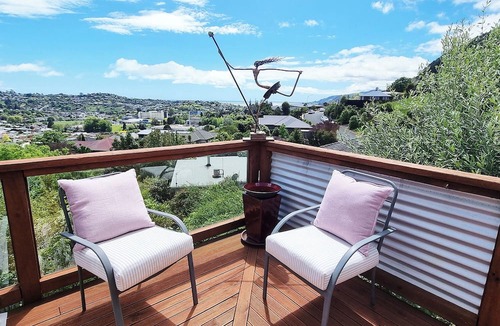Nelson South House | Views, art, comfort, charming house in Nelson. Deck, beautiful garden and lounge